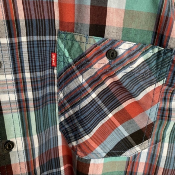LEVI’S mens western bohemian boho plaid casual bottom down shirt size Large - Picture 7 of 10
